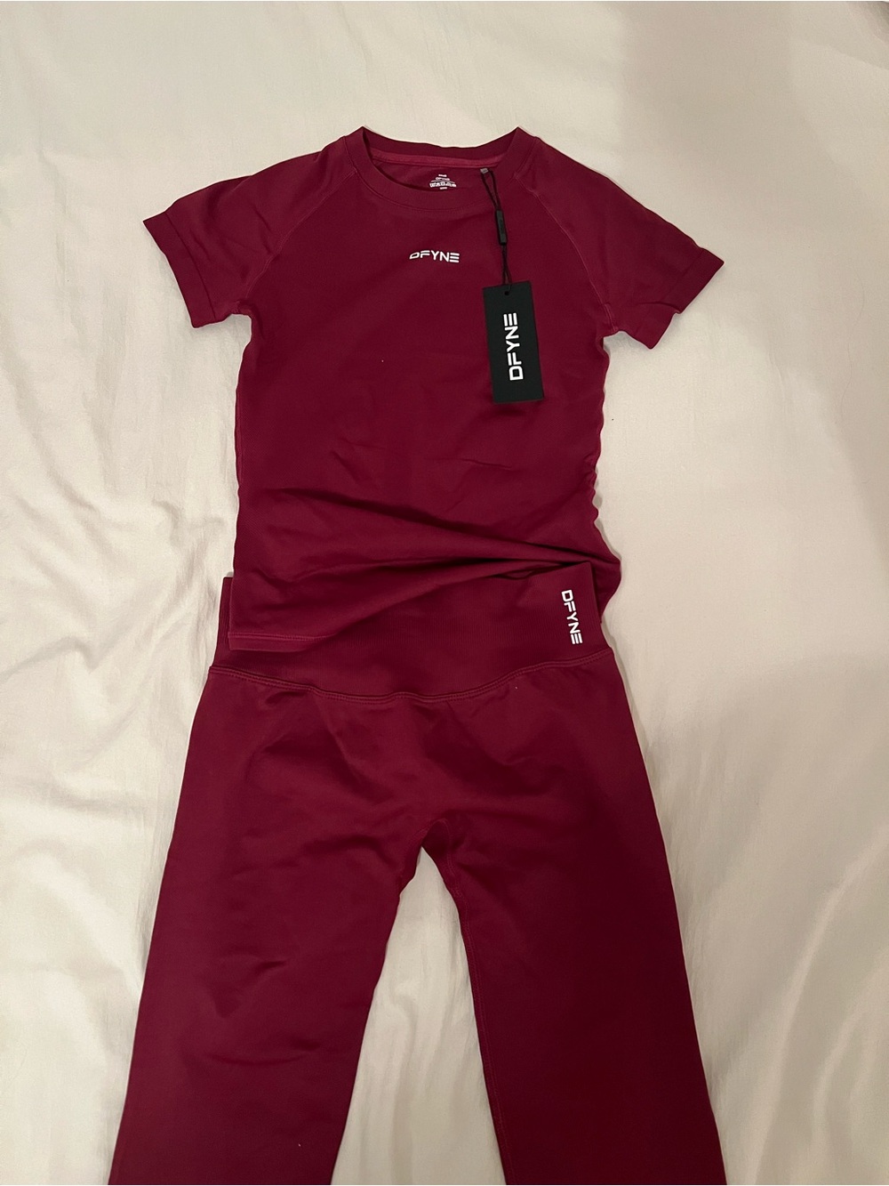 DFYNE Women's Burgundy Seamless Leggings Set